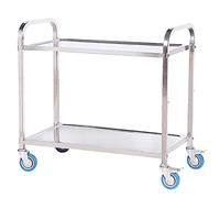 IUBGFTO Carrito CarritoCarritos multicapaCarrito de Servicio de Bar de hotelManija de aceroManillar resistenteAcero Inoxidable