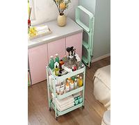 IUBGFTO Carrito de Almacenamiento Carrito de Almacenamiento Carrito Organizador con Ruedas de Metal Plegable de 3 Niveles con Ruedas Carrito de Servicio móvil para Cocina y baño