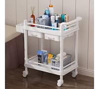 IUBGFTO Carrito de Almacenamiento con Ruedas para salón de Belleza, 2 Niveles y 2 cajones, Carrito de Servicio para clínica, Hospital, Cocina y Comedor