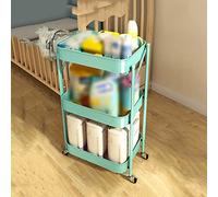 IUBGFTO Carrito de baño con Ruedas bloqueables para Cocina, habitación de bebé, Carrito de Almacenamiento de 3 Niveles, Carrito de refrigerio Plegable, Carrito de Servicio
