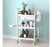 IUBGFTO Carrito de Belleza con Ruedas, Carrito utilitario de 3 Niveles, Carrito de Servicio multifunción, 4 Ruedas universales, Carrito Organizador de Almacenamiento móvil