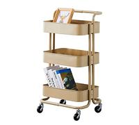 IUBGFTO Carrito de Servicio de 3 Niveles con Ruedas, Carrito de Metal para Uso General, estantes de Almacenamiento, Carrito de Servicio para Cocina, baño, Oficina, lavandería