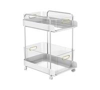 IUBGFTO Carrito para Libros con Ruedas y cajones, estantería móvil de 2 Niveles con Ruedas para Almacenamiento, aulas y Cocina (Blanco, 24,5 cm)