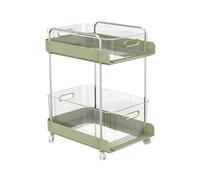 IUBGFTO Carrito para Libros con Ruedas y cajones, estantería móvil de 2 Niveles con Ruedas para Almacenamiento, aulas y Cocina (Verde, 24,5 cm)