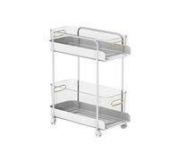 IUBGFTO Carrito para Libros con Ruedas y cajones, estantería móvil de 2 Niveles con Ruedas para Almacenamiento, aulas y Cocina (Blanco, 18 cm)
