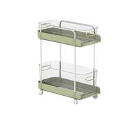 IUBGFTO Carrito para Libros con Ruedas y cajones, estantería móvil de 2 Niveles con Ruedas para Almacenamiento, aulas y Cocina (Verde, 18 cm)