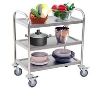 IUBGFTO Carro de Cocina móvil de Acero Inoxidable de 3 Niveles con Ruedas, Carro de Almacenamiento, Carro de Almacenamiento con Ruedas de Bloqueo para hoteles, restaurantes, baños, cocinas y oficinas