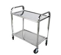 IUBGFTO Carro rodante de Acero Inoxidable de 2 Niveles, Carro de Servicio, Carro de recolección de vajilla para restaurantes, Carro de Vino para Funciones de hoteles, Carro de Entrega
