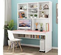 IUBGFTO con estantería para Espacios pequeños, Escritorio de Madera/Mesa de Trabajo para Adolescentes, Mesa de Estudio para Estudiantes, Escritorio para Oficina en casa (Rosa 39 Pulgadas)