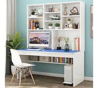 IUBGFTO con estantería para Espacios pequeños, Escritorio de Madera/Mesa de Trabajo para Adolescentes, Mesa de Estudio para Estudiantes, Escritorio para Oficina en casa (Azul de 47 Pulgadas)