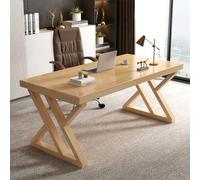 IUBGFTO Escritorio de Estudio de Madera auténtica Natural de 47 Pulgadas con Patas de Madera en Forma de Z, Escritorio Ejecutivo Moderno y Sencillo para Oficina en casa (Natural)