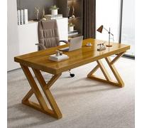 IUBGFTO Escritorio de Estudio de Madera auténtica Natural de 47 Pulgadas con Patas de Madera en Forma de Z, Escritorio Ejecutivo Moderno y Sencillo para Oficina en casa (marrón)