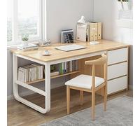 IUBGFTO Escritorio de Estudio para PC con estantería y 3 cajones, Mesa de Estudio para Estudiantes, Escritorio/estación de Trabajo para Oficina en casa, Moderno y Sencillo (Roble de 47 Pulgadas)