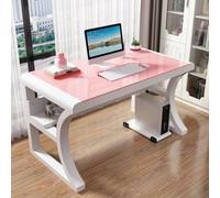 IUBGFTO Escritorio de Juego Grande de Vidrio Templado, Moderno y Sencillo con estantes de Almacenamiento, para Oficina en casa (Rosa, 120 x 60 x 75 cm)