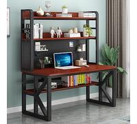 IUBGFTO Escritorio Moderno para Estudiantes con Compartimentos de Almacenamiento y Tablero Perforado, Mesa Grande para Estudio, Escritura y Trabajo para Oficina en casa (Teca + Negro, 39 Pulgadas)