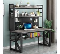 IUBGFTO Escritorio Moderno para Estudiantes con Compartimentos de Almacenamiento y Tablero Perforado, Mesa Grande para Estudio, Escritura y Trabajo para Oficina en casa (Gris + Negro, 47 Pulgadas)