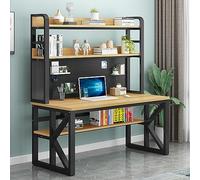 IUBGFTO Escritorio Moderno para Estudiantes con Compartimentos de Almacenamiento y Tablero Perforado, Mesa Grande para Estudio, Escritura y Trabajo para Oficina en casa (Natural + Negro, 39 Pulgadas)
