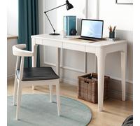 IUBGFTO Escritorio Multiusos, Escritorio de Madera Maciza con 2 cajones, Escritorio Moderno y Sencillo para Oficina en casa, pequeño (Blanco, 39 Pulgadas)