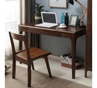 IUBGFTO Escritorio Multiusos, Escritorio de Madera Maciza con 2 cajones, Escritorio Moderno y Sencillo para Oficina en casa, pequeño (Nogal de 47 Pulgadas)