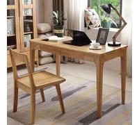 IUBGFTO Escritorio Multiusos, Escritorio de Madera Maciza con 2 cajones, Escritorio Moderno y Sencillo para Oficina en casa, pequeño (Natural, 39 Pulgadas)
