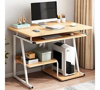 IUBGFTO Escritorio pequeño con Bandeja para Teclado, Mesa de Estudio para computadora portátil compacta, Estilo Moderno y Simple, para Oficina en casa, para Espacios pequeños (Roble de 32 Pulgadas)
