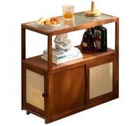 IUBGFTO Estante de Almacenamiento fácil de Mover con Ruedas, Mesa de Centro pequeña, Armario Auxiliar para sofá, mesita de Noche para Dormitorio, Mesa de Esquina pequeña de 30 x 67 x 62 cm (marrón)