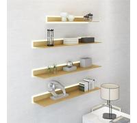 IUBGFTO Estante Flotante Dorado con luz Natural LED de Doble Cara, Material Ultraligero de Aluminio, estantes flotantes para Montaje en Pared/estantes de exhibición, Juego de 1 (Dorado, 90 x 20 cm)