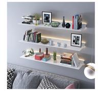 IUBGFTO Estante Flotante Estante de exhibición Flotante Blanco con luz Blanca LED iluminada incorporada, estantes emisores de luz montados en la Pared de Metal (Blanco 80x20x6CM)