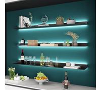 IUBGFTO Estante Flotante LED de Material metálico, estantes flotantes con Luces, Estante para Plantas o estantería, Estante de Almacenamiento de Pared para Barra Comercial (100x20x6CM)