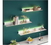 IUBGFTO Estantes flotantes de Pared con LED, Estante de Almacenamiento de Pared con Placa de Acero, estantes de exhibición de Metal para Barra Comercial de Oficina en casa (Blanco 120x20x6CM)