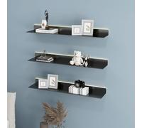 IUBGFTO Estantes flotantes de Pared con luz cálida LED, Estante Flotante de aleación de Aluminio de Doble Cara montado en la Pared para encimera, Sala de Estar, baño (Noir 80cm)
