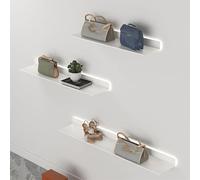 IUBGFTO Estantes flotantes de Pared con luz cálida LED, Estante Flotante de aleación de Aluminio de Doble Cara montado en la Pared para encimera, Sala de Estar, baño (Bianco 80cm)