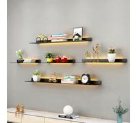 IUBGFTO Estantes flotantes de Pared con luz cálida LED, Estante Flotante montado en la Pared de Doble Cara combinación Libre de estantes emisores de luz (Noir 120cm)