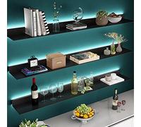 IUBGFTO Estantes flotantes de Pared emisores de luz, Estante Flotante de aleación de Aluminio con luz cálida LED, estantería montada en la Pared de Doble Cara (Noir 120x20cm)