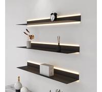 IUBGFTO Estantes flotantes de Pared, Estante Iluminado montado en la Pared de Doble Cara de aleación de Aluminio con Estante de exhibición de luz LED para estantería (Negro 100x20cm)