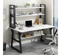 IUBGFTO Estructura de Metal Resistente, con estantes de Almacenamiento y estantería - Estación de Trabajo de Estudio y Escritura Moderna para el hogar y la Oficina (Blanco y Negro, 39 Pulgadas)