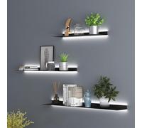 IUBGFTO Juego de 3 estantes flotantes de Pared para Almacenamiento, creativos estantes de exhibición de Metal con luz LED, para Estante para Plantas o estantería para Oficina, Cocina (120x15x6cm)