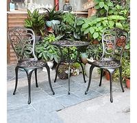 IUBGFTO Juego de bistró de Aluminio para Patio de 3 Piezas con diseño de Mariposa - Juegos de Muebles de Patio para Todo Tipo de Clima con Orificio para sombrilla - Mesa y Silla para Exteriores