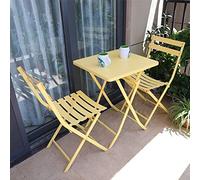 IUBGFTO Juego de bistró Plegable de 3 uds, Juego Moderno de Mesa y sillas de Hierro Envejecido para el hogar, Mesa de Bar Cuadrada, Mesa y Silla de jardín Decorativas