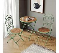 IUBGFTO Juego de Comedor para Patio de 3 Piezas, sillas con Respaldo de Madera para conversación al Aire Libre, Mesa Plegable Redonda, Juego de bistró, para césped, jardín, balcón, Junto a la Piscina