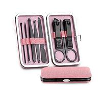 IUBGFTO Juego de cortaúñas para manicura, cortaúñas de Acero Inoxidable para el hogar, cortaúñas, Tijeras para uñas y pedicura(Pink)