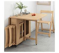 IUBGFTO Juego de Mesa y sillas Plegables, Mesa de Comedor de Madera Maciza y 4 sillas, Mesa abatible para Cocina, Comedor, Sala de Estar (Color Madera)