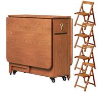 IUBGFTO Juego de Mesa y sillas Plegables, Mesa de Comedor de Madera Maciza y 4 sillas, Mesa abatible para Cocina, Comedor, Sala de Estar (marrón 140 x 80 x 74 cm)
