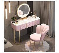 IUBGFTO Juego de tocador con 3 cajones, tocador con Luces LED, tocador con Espejo para Dormitorio, tocador, Escritorio de Maquillaje (Rosa 100 cm/39,4 Pulgadas)