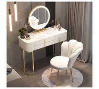 IUBGFTO Juego de tocador con 3 cajones, tocador con Luces LED, tocador con Espejo para Dormitorio, tocador, Escritorio de Maquillaje (Blanco 100 cm/39,4 Pulgadas)