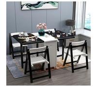 IUBGFTO Mesa de Comedor Plegable de 1,3 m con 4 sillas, Mesa de Comedor Extensible de Madera con Hojas abatibles para Comedor, Sala de Estar, Restaurante (Blanco y Negro)