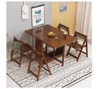 IUBGFTO Mesa de Comedor Plegable de 1,3 m con 4 sillas, Mesa de Comedor Extensible de Madera con Hojas abatibles para Comedor, Sala de Estar, Restaurante (marrón)