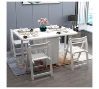 IUBGFTO Mesa de Comedor Plegable de 1,3 m con 4 sillas, Mesa de Comedor Extensible de Madera, Mesa abatible para Comedor, Sala de Estar, Restaurante (Blanco)