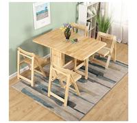 IUBGFTO Mesa de Comedor Plegable de 1,3 m con 4 sillas, Mesa de Comedor Extensible de Madera, Mesa abatible para Comedor, Sala de Estar, Restaurante (Madera)