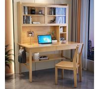 IUBGFTO Mesa de Estudio para Estudiantes Moderna con cajones y Escritorio, estación de Trabajo con estantería para la Oficina en casa (Natural, 39 Pulgadas)